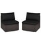 2 Pieces Patio Rattan Armless Sofa Set with 2 Cushions and 2 Pillows